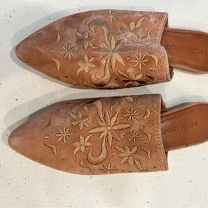 Beek Brown Floral Embroidered Mules